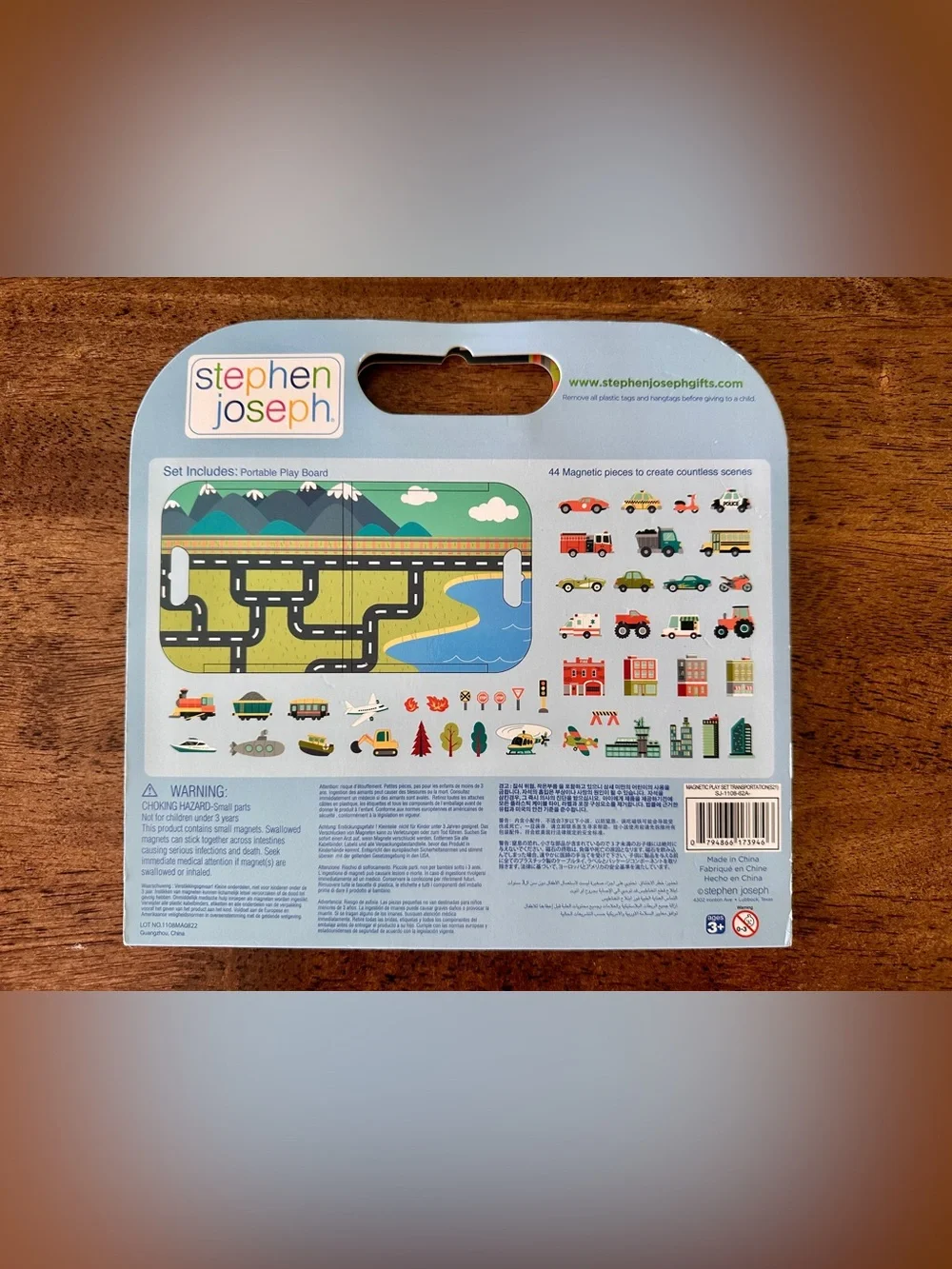 Stephen Joseph Transportation Magnetic Play Set + Extra Magnets + Storage Case